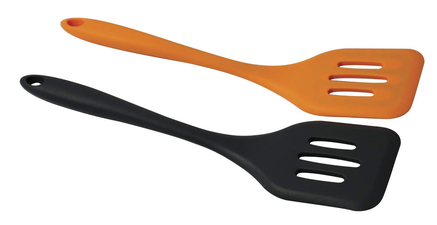 Fackelmann 40370 Silicone Fry Scoop 29 x 7 x 1.5 cm, Soft Collection, (Black or Orange), Quantity: 1 Piece