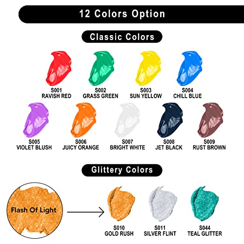Joyin 12Pcs Washable Kids Tempera Paint Set (2 Oz Each), Liquid Poster Paint With 6 Brushes thumb #1