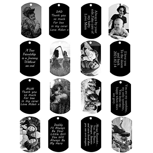 Personalized Stainless Steel Dogtag Necklace For Dad, Custom Photo Text Army Dog Tag Pendant Necklace For Father Husband Son Customized Picture Necklace For Men Women, Gift For Father's Day,Black #TOP5