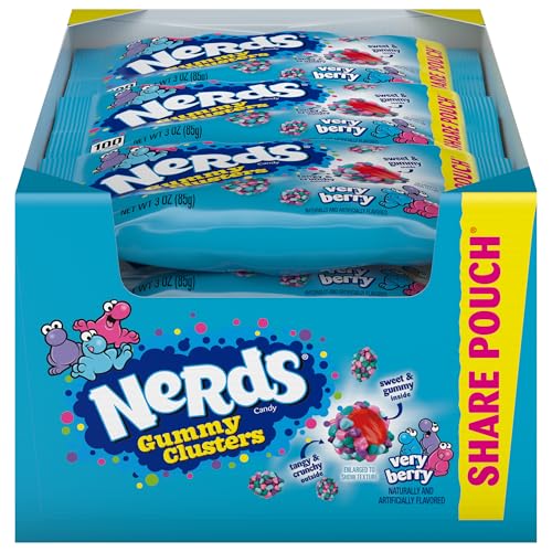 NERDS Gummy Clusters Candy, Very Berry, Crunchy and Gummy, 3 oz (Pack of 12)