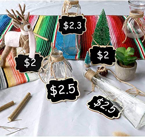 Image of CVANU 15 Pcs Mini Chalkboards Signs Hanging Rectangle Chalkboards Double Sided Blackboard Message Board Hanging Signs for Weddings, Kids Crafts C-3