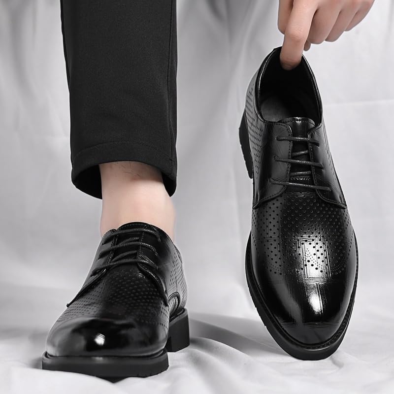 Mens Invisible Height Shoes Men's Leather Lace-Up Business Oxford Shoes Classic Pointed Toe Comfort Slip-On Tuxedo Shoes Bridegroom Dress Increasing Elevator Shoes2