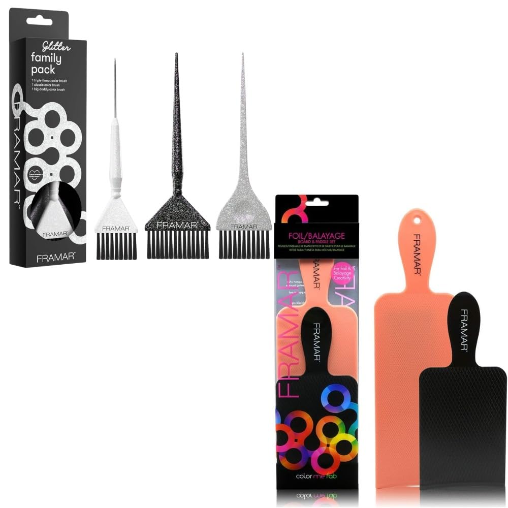 FRAMAR Haarfärbepinsel Set - Haarfärbepinsel Friseur Bürste, Pinsel Haare Färben,Strähnenbrett Färbebrett - Balayage Board