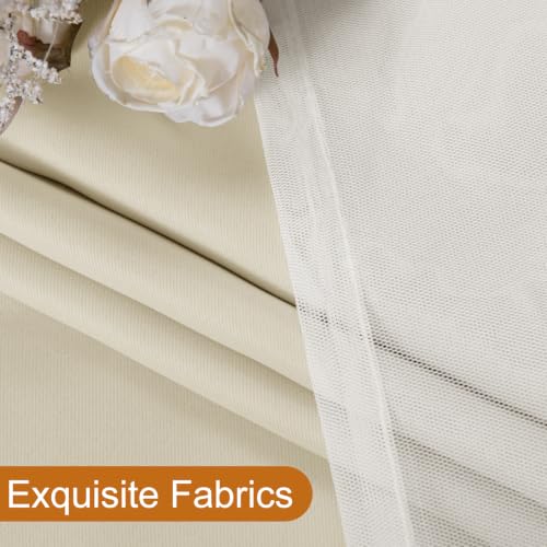 Image of DWCN Blackout Curtains with Sheer Overlay 63 Inch Long, Light Beige, 2PCS | Mix & Match Double Layer Window Panels for Bedroom Living Room Drape, Grommet Top, 52 inch Wx63 inch L