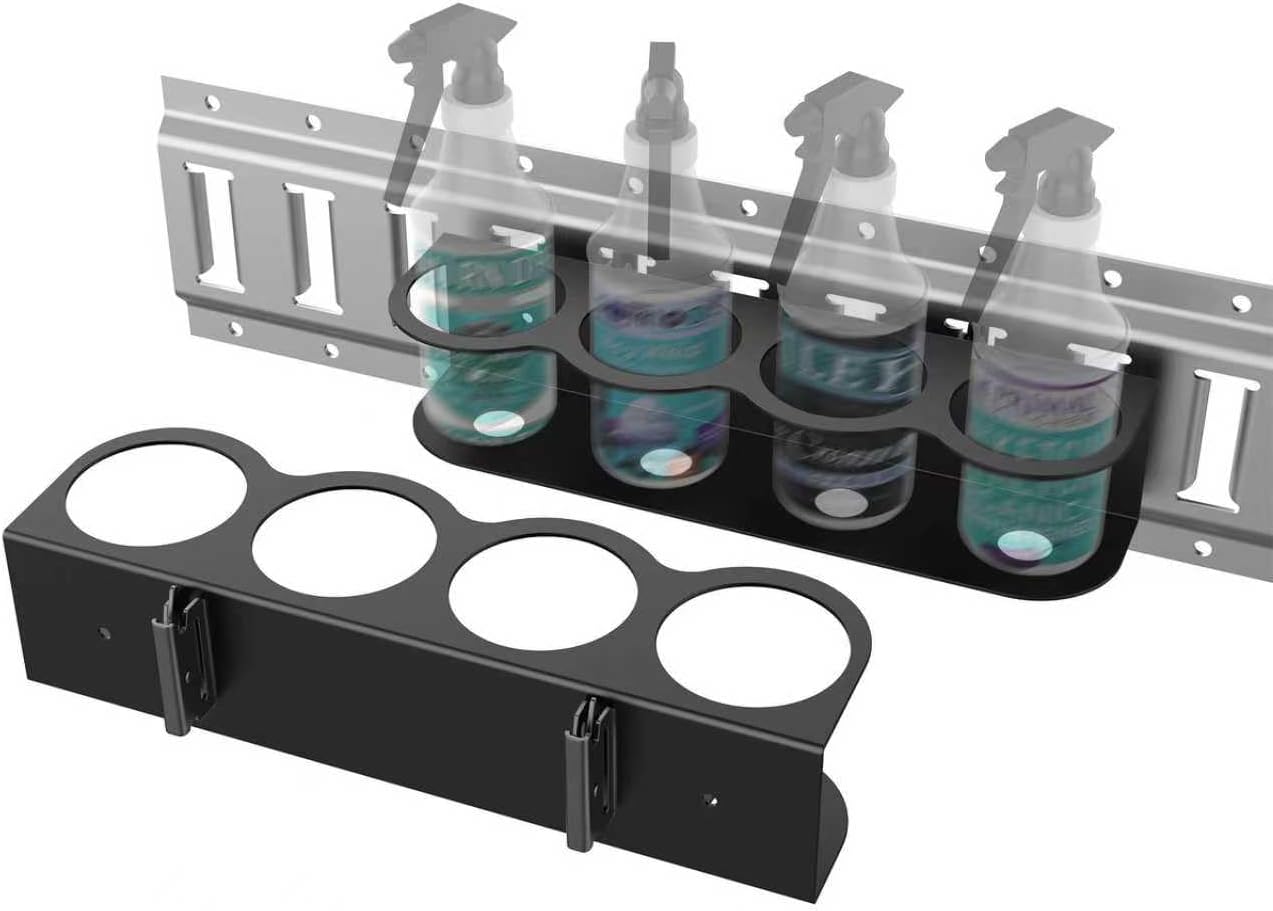 ForoGore 2 Pack E-Track 4 Holes Spray Can Holder E Track Accessories Heavy Duty All-Purpose Spray Bottle Holder Rack Organizer Storage for Enclosed Trailer E Track Hook Tool Holder Hanger for Trailer