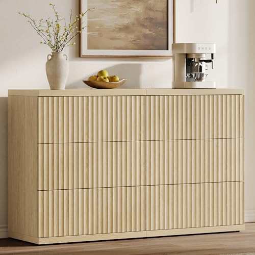 Image of SICOTAS Fluted Buffet Sideboard Cabinet with Larger Drawers, Modern Credenza Accent Sideboard with Storage, Mid Century Media Console Coffee Bar Table for Dining Room Hallway Kitchen (2 PCS)