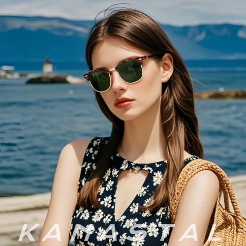 KANASTAL Semi Rimless Polarised Sunglasses Men Women Classic Horn Rimmed Frame UV400 Half Frame Shades2