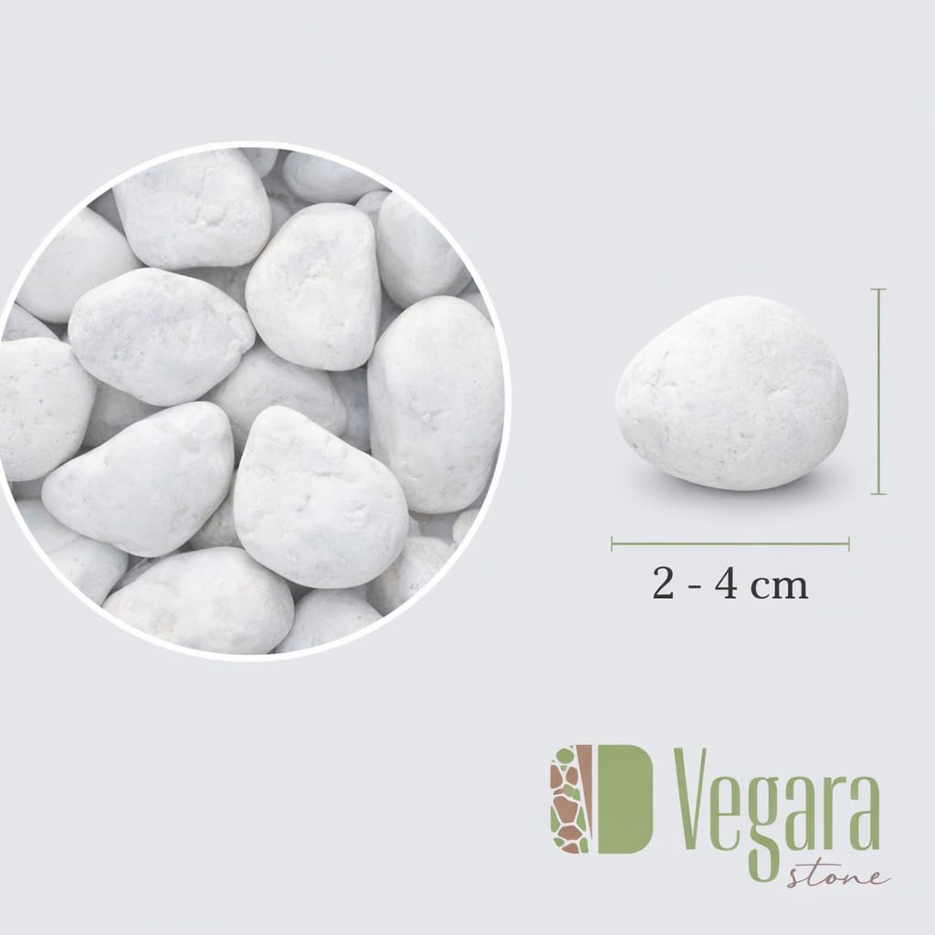 Vegara Stone Piedra Jardín Decoración Canto Rodado Blanco Puro 2-4 cm (25 kg) — view 7