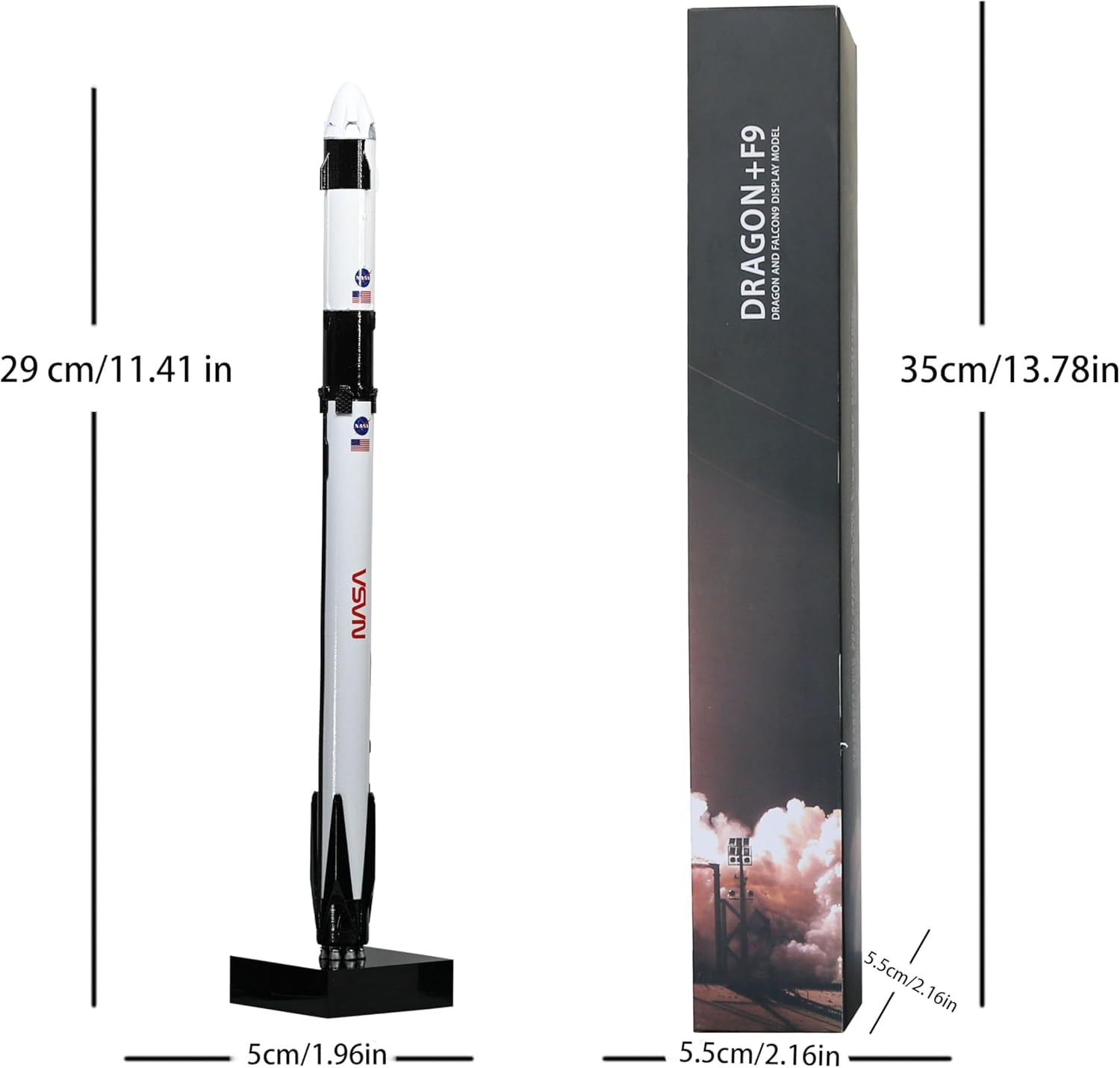 Space X Falcon 9 + Dragon 1/233 Diecast Rocket Model