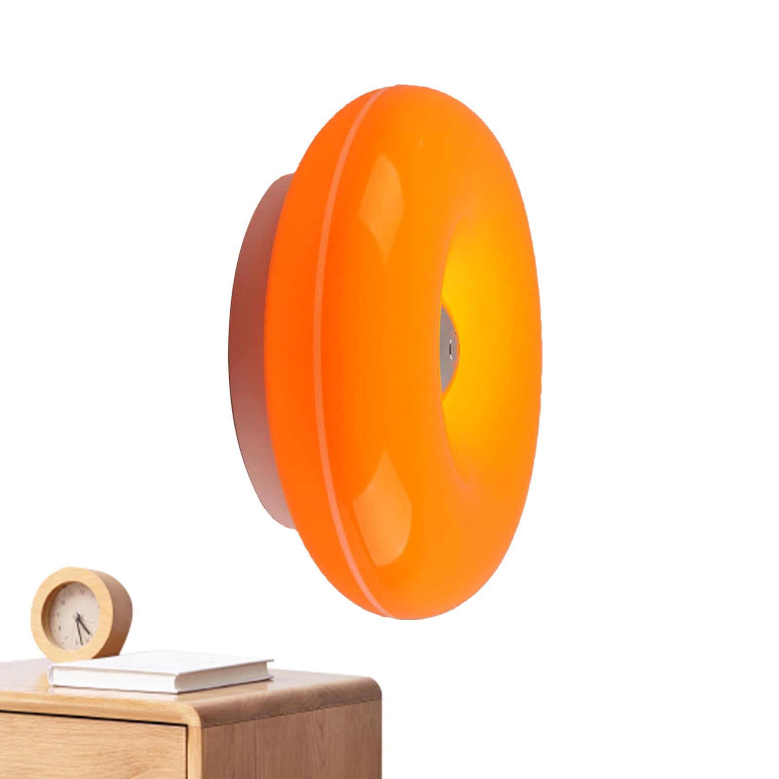 Wall Lights for Bedroom - Vintage Donut Touch Lamp with Remote | Ambient Bedside Decorative Table Lamp | Abs Modern Night Light for Home, White Pink Orange | Bedroom Lighting Fixture