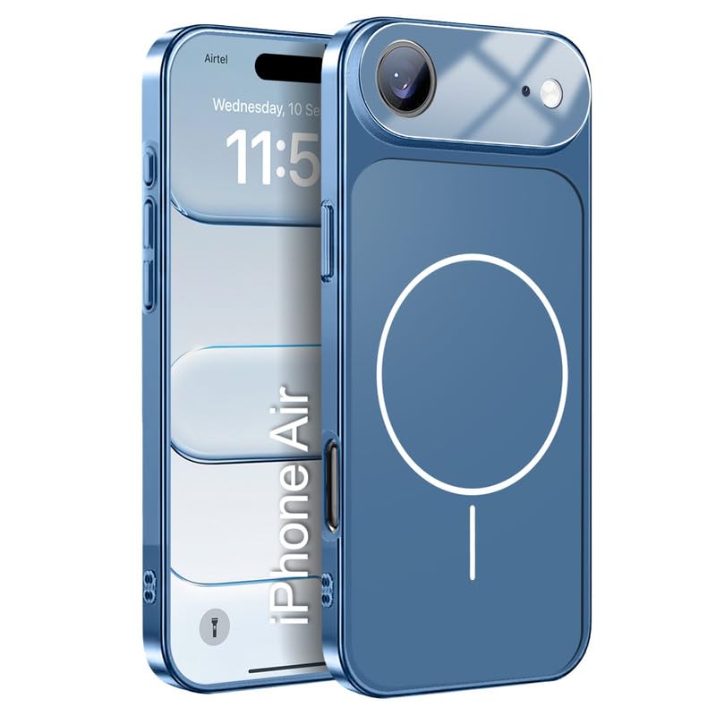 LuxuryKase Converter Case for iPhone Air | Premium Protective Mag-Safe Cover | iPhone 17 Pro Series Style Design | in Built Camera Guard | Wireless Charging Compatible - Blue