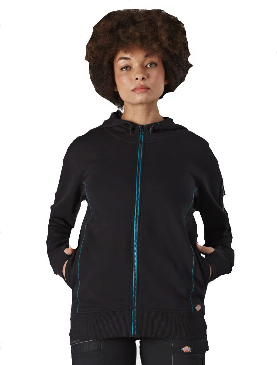 Dickies Women's Black Workwear - Sweatshirt For Performance Hooded Sweatshirt, Full Front Zip Opening, L