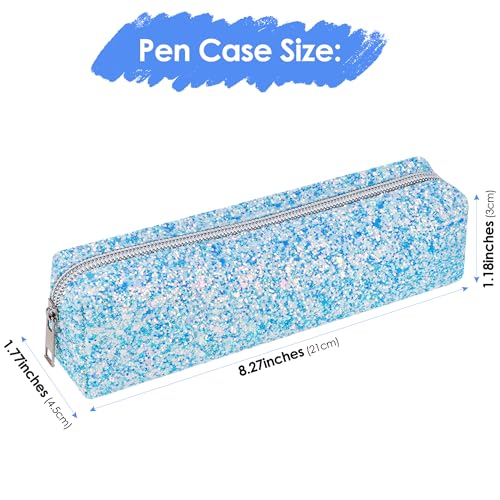 Image of Blue Pencil Box Glitter, Shiny Pencil Case, Stationery Zipper Portable Pencil Case, Stationery Storage Bag, for Daily Study Work (1Pcs)