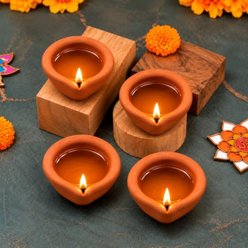 Image of Clay Diya|Traditional Clay Diya|Pack of 4