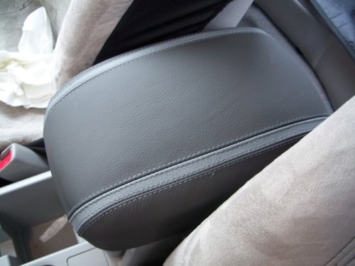 RedlineGoods armrest Cover Compatible with Subaru Crosstrek/XV 2012-17. Tailor Made - not Universal. Genuine top-Grade Italian Black Suede (Alcantara) with Red Thread