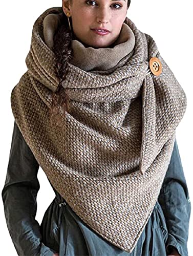 Niwicee Schal Dreieck Damen Shawl Button Knopf Dreieckstuch Streifen Warm Soft Gemustert Einfarbig Herbstschal Winterschal Herbst Winter Gift HalstüCher Frauen(Multicolor-12,...