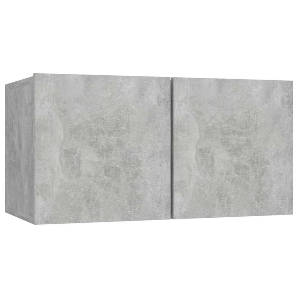3-TLG. TV-Schrank-Set Betongrau, Holzwerkstoff, Hängend, Modernes Media-Center, für Wohnzimmer, Schlafzimmer, Entertainment-Möbel