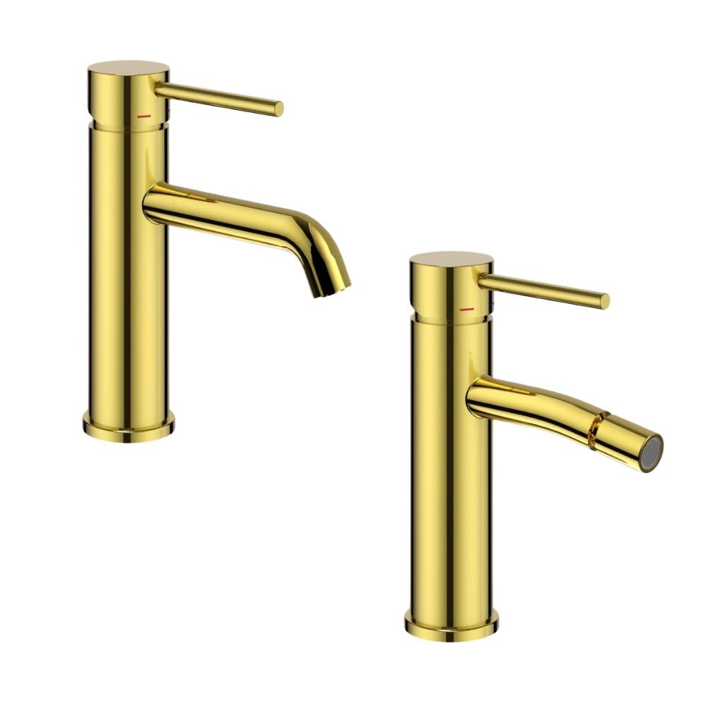 M bateria jednouchwytowa bateria jednouchwytowa bidet i umywalka seria Jazz QuickInstall Piletta Click Clack metalowa dźwignia wkład ceramiczny nowoczesny design błyszczące złoto
