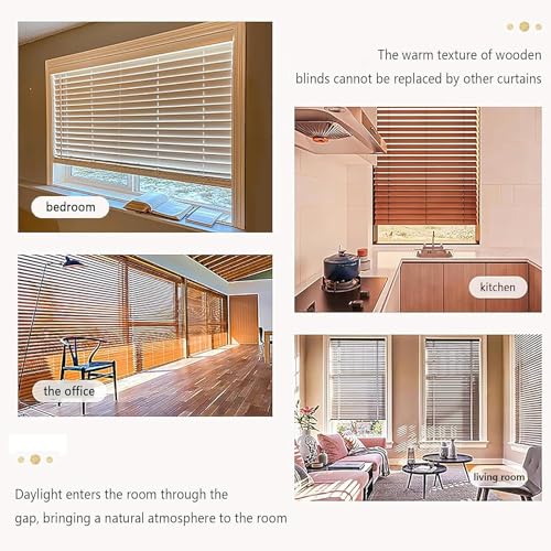 Tenda veneziana in legno, personalizzabile, senza trapano, orizzontale, per interni, perfetta per camera da letto, soggiorno, ufficio, balcone, arredamento elegante e funzionale