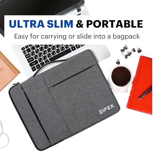 Image of 360 Protective 14 Inch Laptop Sleeve Case for All 13-14 Inch laptops with 2 Front Pockets & Carry Handle | Compatible with 13-14 inch HP, DELL, Asus, Mackbook Devices| Water-Resistant | Grey