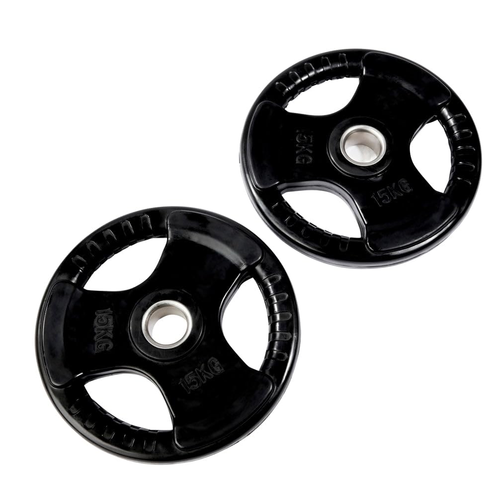 Equipped Gym - Olympic Tri Grip Weight Plate Set 1.25kg - 25kg. 2" Cast Iron And Rubber Coated Weights For Weight Lifting Gym Equipment For Home & Commercial Use For Both Men And Women (2x 20kg)