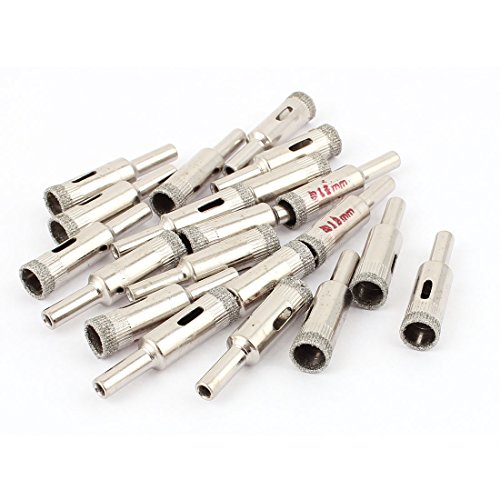 Aexit 20pcs Straight Hole Saws & Accessories Shank 12mm Diameter Diamond Coated Glass Tile Hole Hole Saw Sets Saw Tool