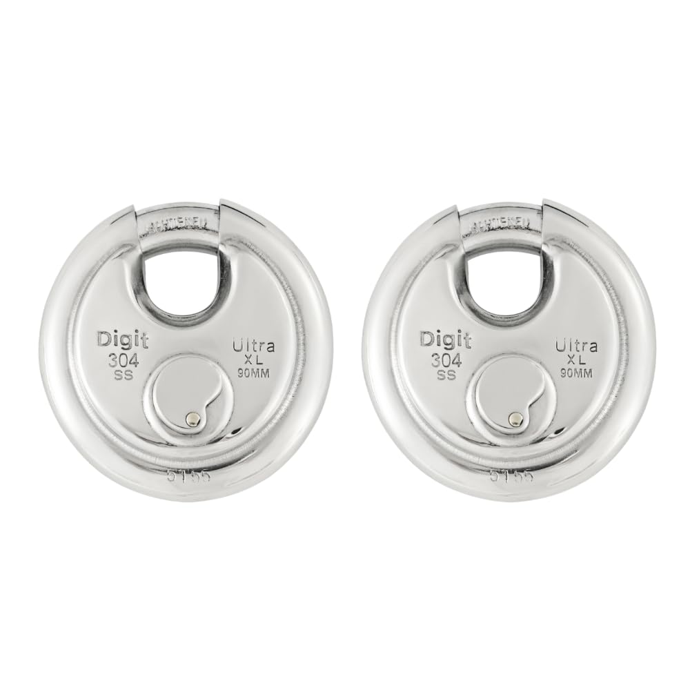 DigitLocks 90 mm (Combo Set) | One Key Open Both Locks | Padlock | Shutter Lock | Heavy-Duty Stainless Steel | 4 High-Security Brass Keys | Rustproof | Hardened Shackle-image-1
