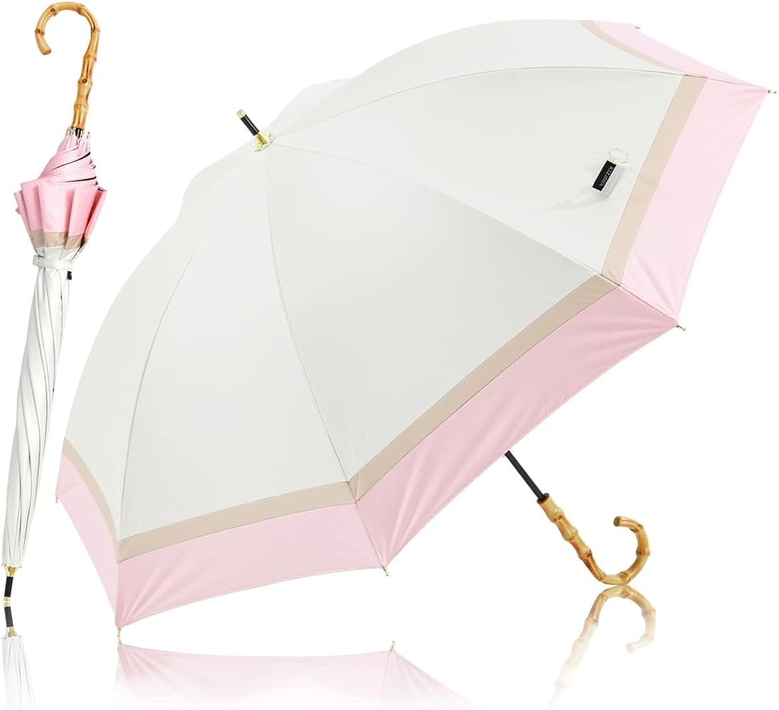 新品【晴雨兼用 長傘】希少！持ち手ループ型ハイビスカス柄 遮蔽率99％ 日傘 新品【晴雨兼用 長傘】希少！持ち手ループ型ハイビスカス柄 遮蔽率99％