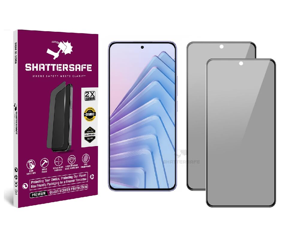 Image of Anti-Spy Privacy Tempered Glass Compatible For Redmi Note 14 [Pack of 2]. 9H Hardness, Anti-Scratch, Edge-to-Edge Protection With Easy Installation Kit & Case Friendly Fit.