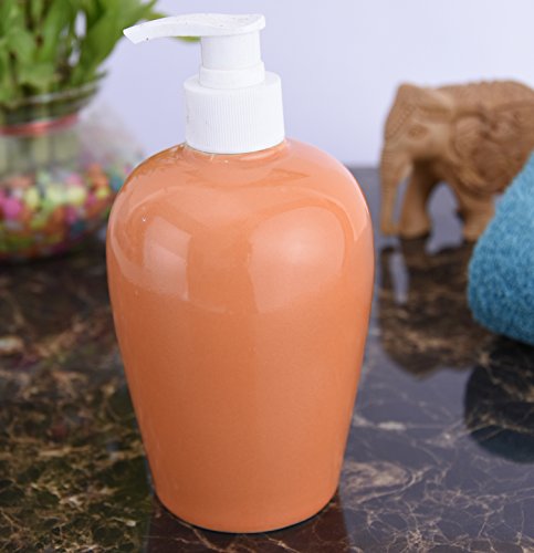 Image of Ceramic Liquid Soap Dispenser, 450 ml, Terracotta | Refillable Pump Bottle for Hand Wash, Lotion, Shampoo & Kitchen Use, 1 Piece
