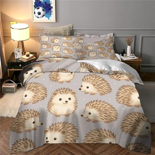 Parure de lit herissons mignons single 135x200 microfbre