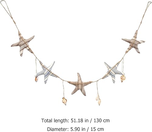Miniatura 2 de MAGICLULU Guirnalda de estrellas del océano, guirnalda de conchas de mar, guirnalda bajo el mar, cartel colgante con temática mediterránea costera