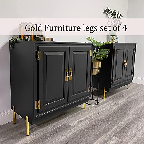 Kualuzt 6 Inch Gold Furniture Legs Set Of 4 Heavy Duty Metal For Sofa Couch Dresser Cabinet Coffee Table Dresser Tv Stand Cabinet Replacement With Rubber Floor Protectors (6 Inch, Gold) #TOP1