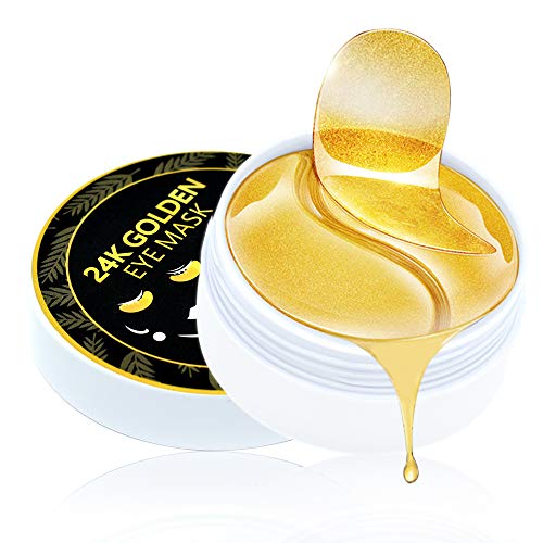Under Eye Patches,Skin Care Eye Patches For Puffy Eyes And Dark Circles,Green Tea Moisturizing Collagen Eye Gel Pads,24K Gold Repair Under Eye Mask,Black Pearl Brighten Hydrogel Eye Patch(24K Gold,60Pcs) #TOP25