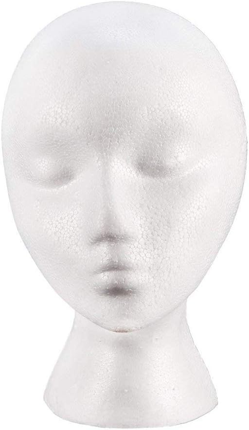 POLYSTYRENE WHITE BLACK FEMALE DISPLAY HEAD MANNEQUIN FOR WIG (G)