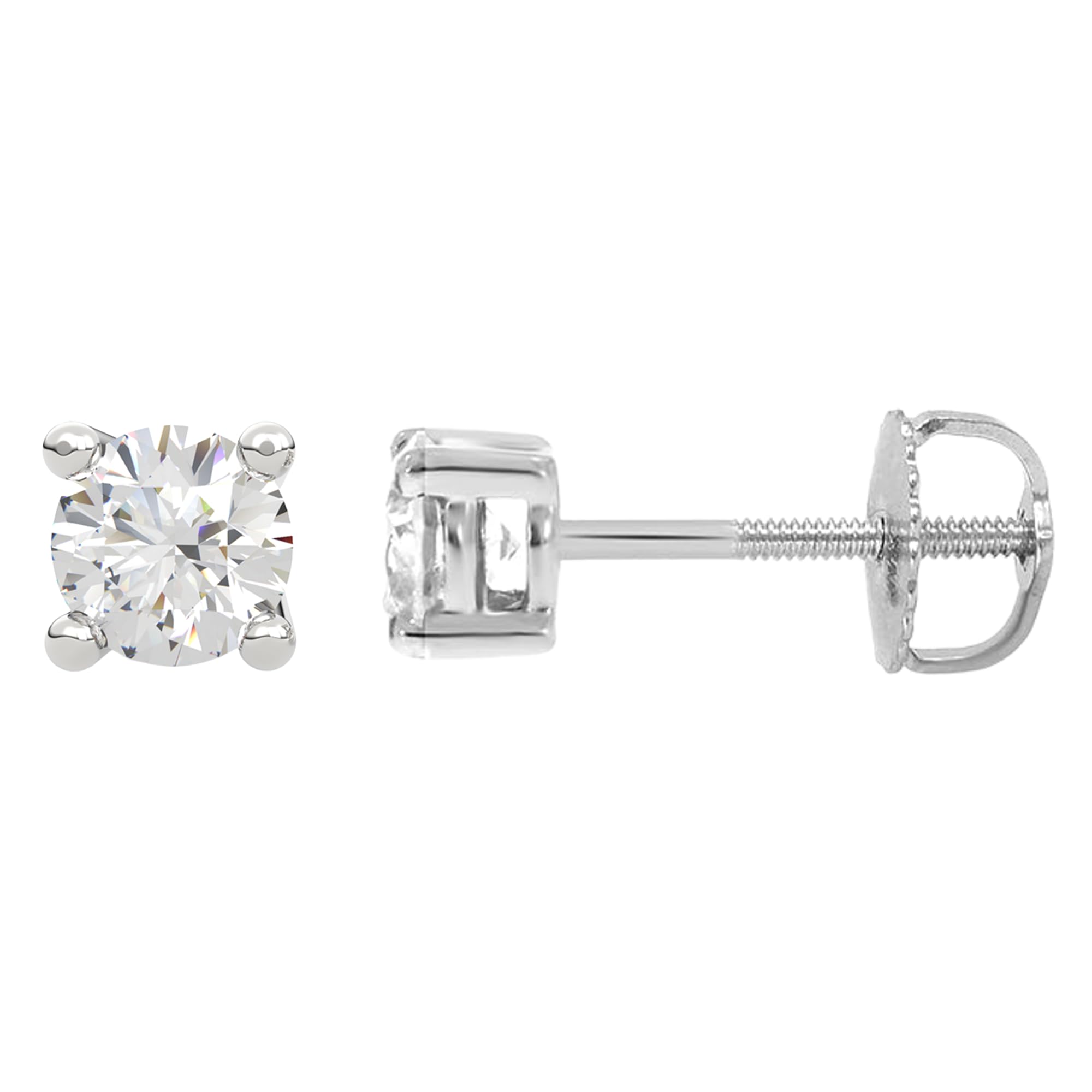 ONLYDIAMONDS - Aretes de diamantes en oro de 18 quilates para mujer, aretes brillantes solitarios para ella/él, joyería de diamantes reales de lujo con caja de regalo de 0,20 ct-1 ct