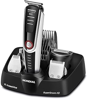 Aparador de Pelos Mondial, Super Groom - 10, Preto/Branco, Bivolt - BG-08 - Produto 10 mais recomendado com 4.4 estrelas