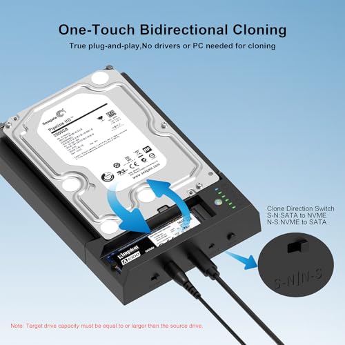 Estación Doble para Discos M.2 NVME y SATA USB-C 10Gbps miniatura 2