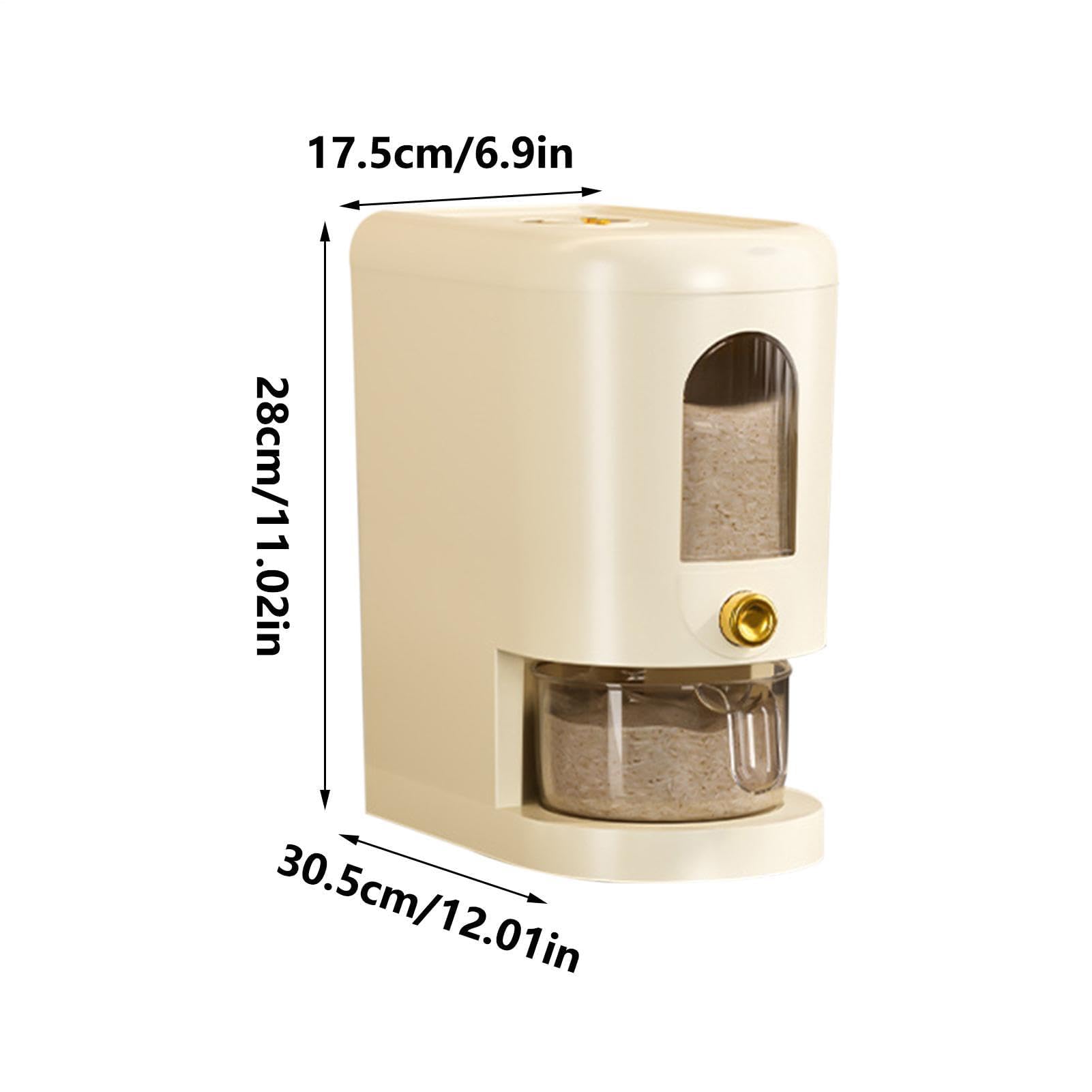 Dispenser di riso con coperchio e misurino, capacità 5 kg, porta riso automatico per piano di lavoro della cucina, dispensa, frigorifero, armadio