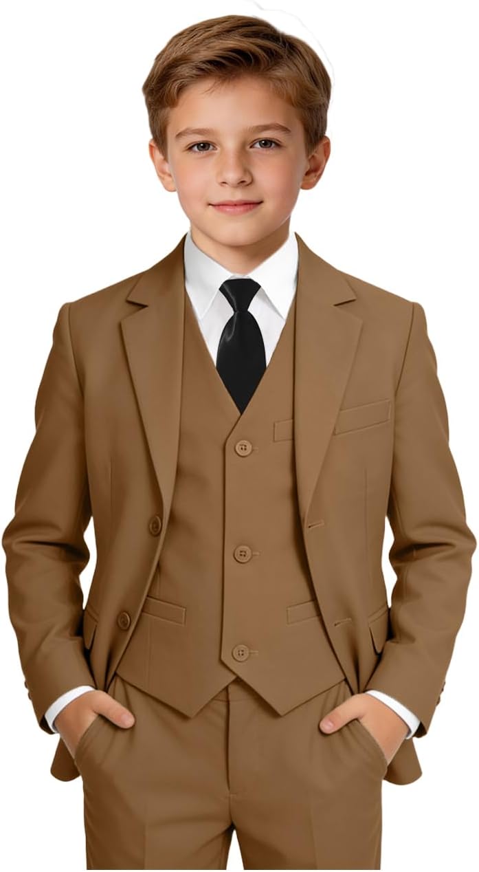 Boys Suit for Kids Teens Formal 5 Piece Tuxedo Suit Set
