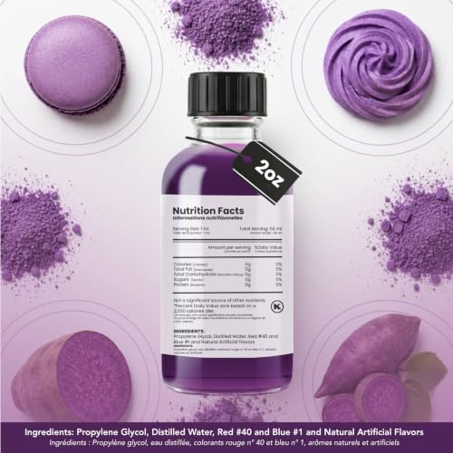 Image of Dolce Flav Purple Ube Extract - 2 Ounce Water-Soluble Kosher, Sugar-Free, Concentrated Sweet Purple Ube Flavoring & Syrup for Baking, Lattes & Ice Cream, Includes Measured Dropper