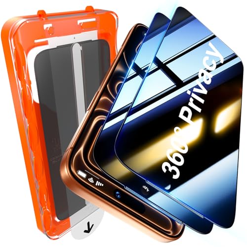 UniqueMe 2 Pack for 360 Privacy Screen Protector for iPhone 17 Pro Max - 6.9 inch [4 Way Anti-Spy] [Bubble-Free] [Military Grade Shatterproof & 9H+ Hardness] 4 Way Privacy Screen iPhone 17 Pro Max Tempered Glass Full Coverage Easy to install