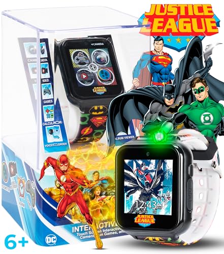 Justice League Kids Interactive Smart Watch with Touchscreen, Camera, Games, Pedometer, Alarm – Fun Learning Digital Watch for Boys & Girls – Superhero-Themed Silicone Strap – Fits Wrists 5.5”-8”2