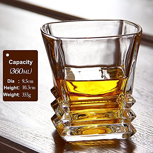 TIENER Fashioned Whiskey Glass - Heavy Base Rocks Barware Glasses for Scotch, Mixed Drinks, Wine, Bourbon, Juice, Water and Cocktail Drinks 300 Ml Set of 6 (European Glass) - Image 3 thumbnail