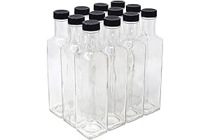 Clear Glass Quadra Bottles for Versatile Liquid Storage - Pack of 12 (8.5 fl oz)