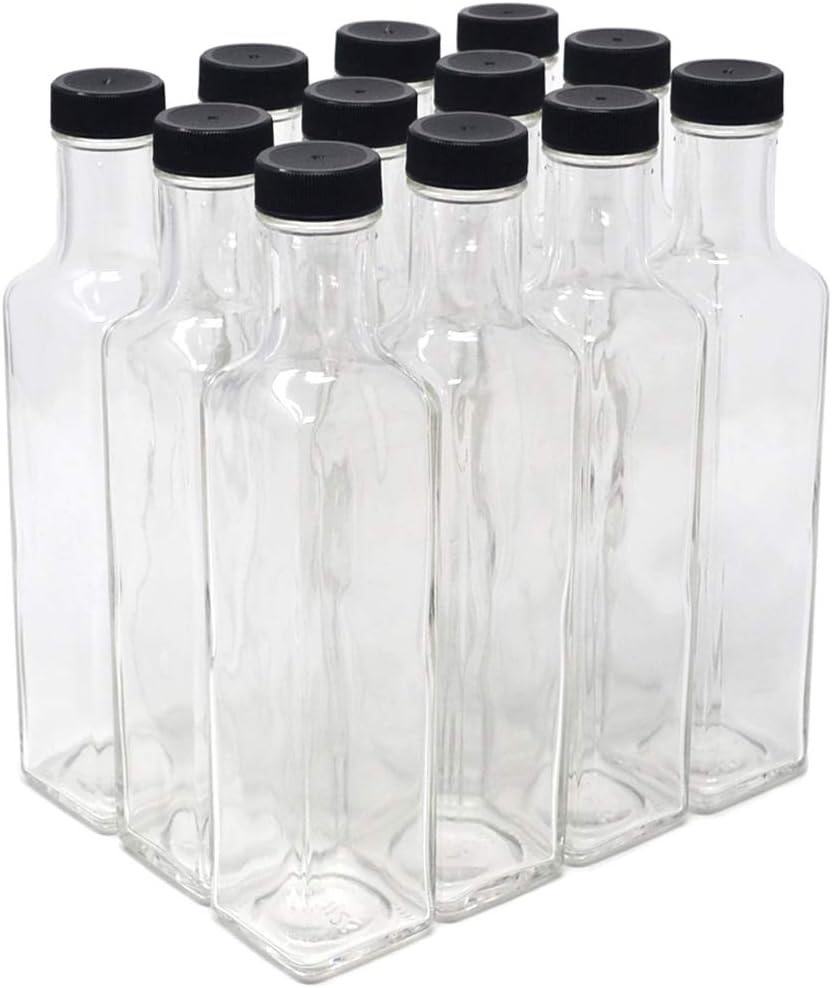 nicebottles Clear Glass Quadra Bottles, 250ml (8.5 Fl Oz) - Case of 12