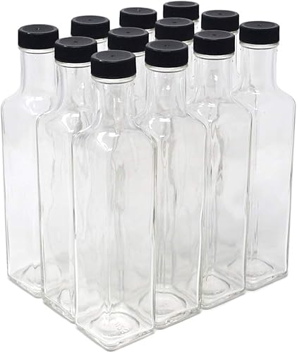 NiceBottles Quadra - Botella de diseño cuadrado de vidrio transparente 85onzas 250 ml