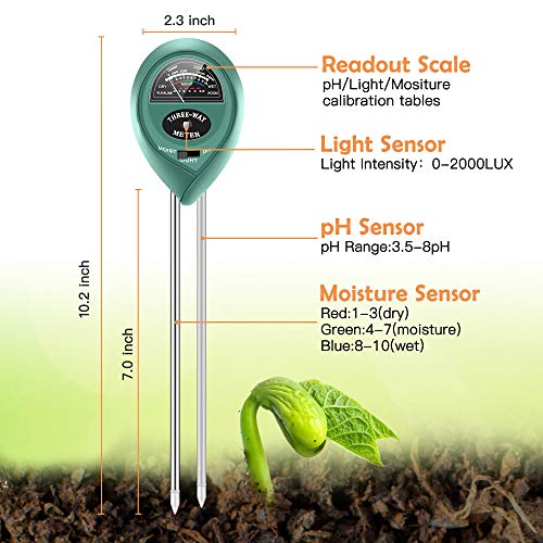image for HACOON Soil Moisture Sunlight Ph Test Meter,Soil Tester Meter, 3-in-1 