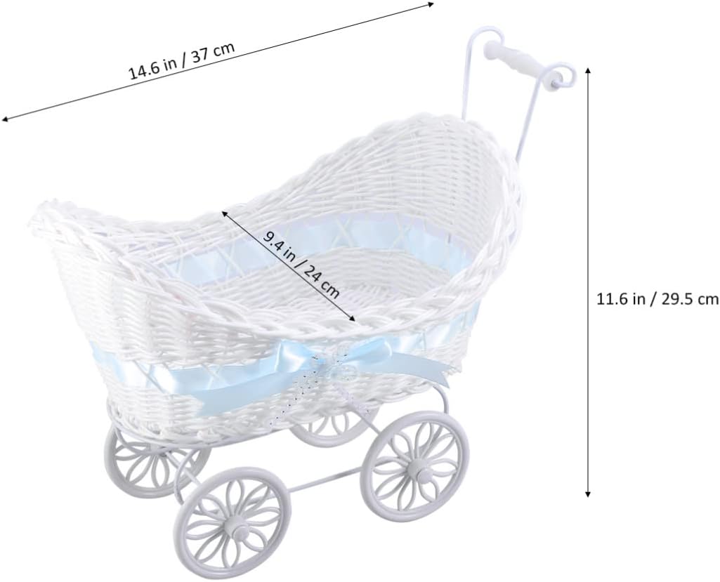 PRETYZOOM Knitted Flower Basket Tricycle Decor for Weddings Showers and Birthdays Cloth Mini Car Ornament for Home and Outdoor Use