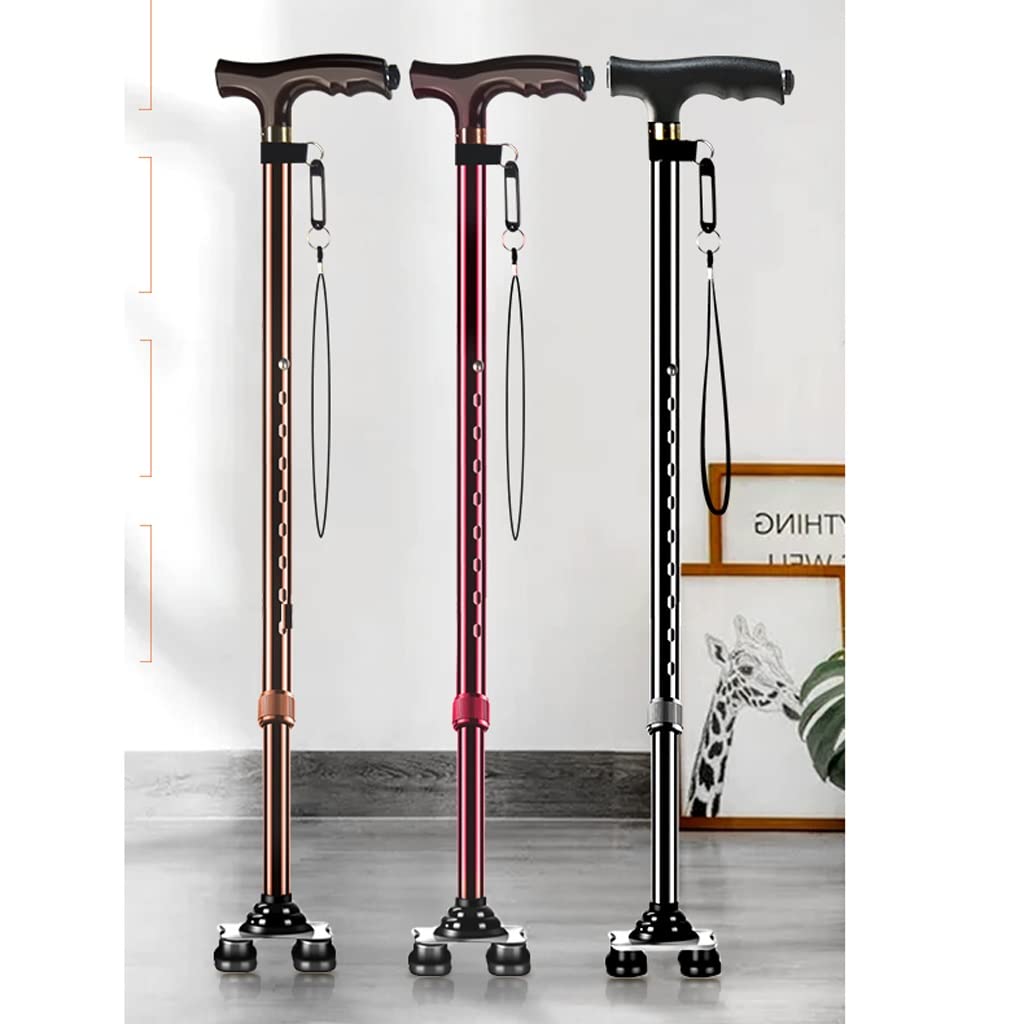 XMING Bastón Bastón Bastón Ayuda for Caminar for Ancianos Bastón de Cuatro Patas (Color : Bronze)